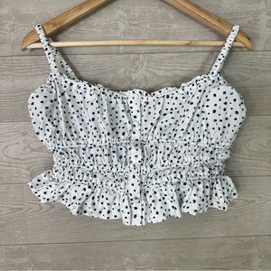 J.Crew Cinched-waist cotton poplin tank top in dot XS
